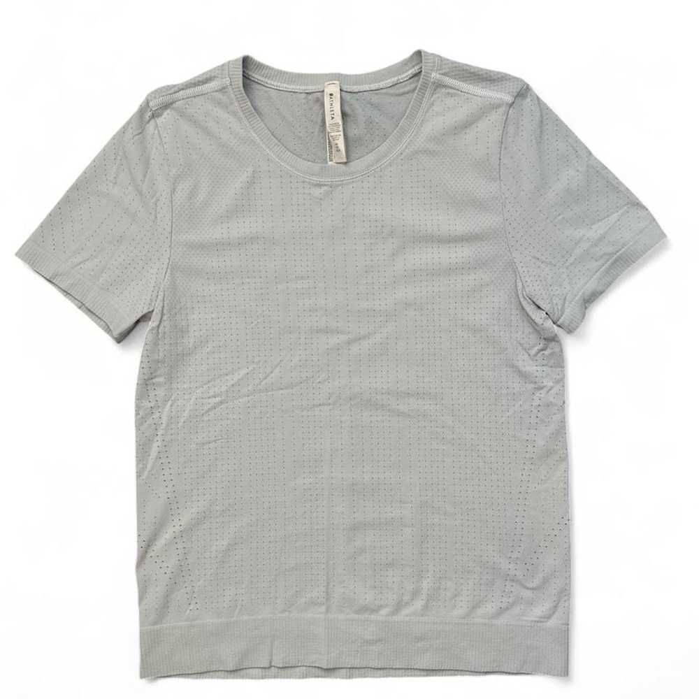 Athleta In Motion Short Sleeve Tee Light Ice Blue Pinhole Mesh Size XS
